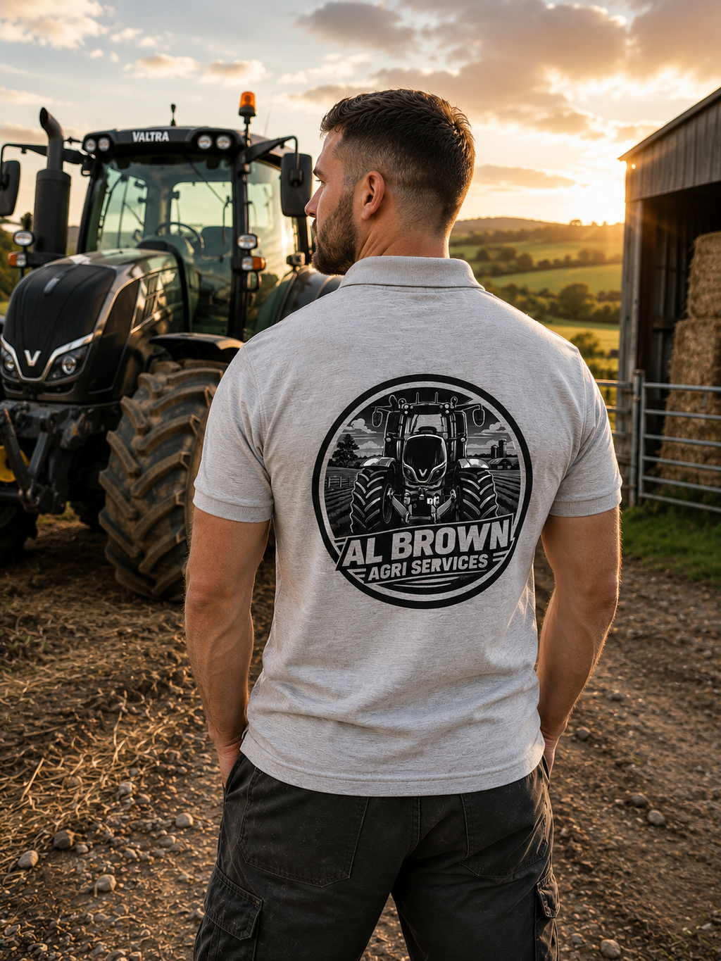 Personalised Tractor Polo Shirt - Farm Workwear - Custom Farming Polo