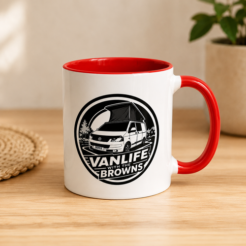 Personalised Campervan Accent Mug – Coloured Handle & Interior (11oz)