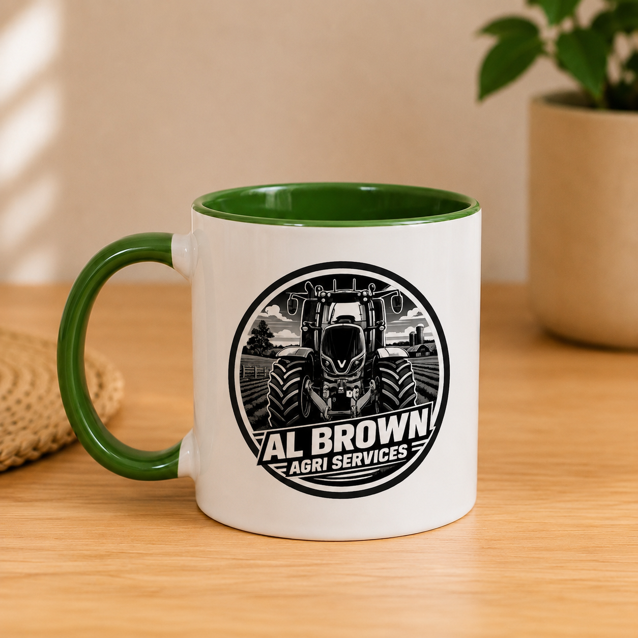 Personalised Tractor Accent Mug – Coloured Handle & Interior