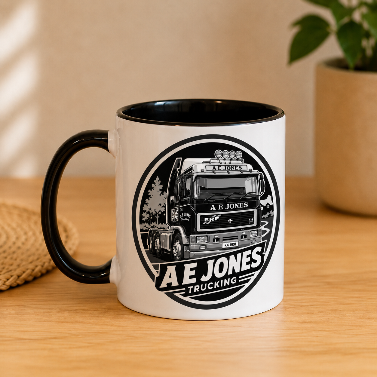 Personalised Lorry Accent Mug – Coloured Handle & Interior (11oz)